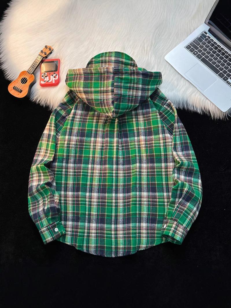 Product Introduction of Stylish Couples Hooded Plaid Long Sleeve Shirt for Fall 4