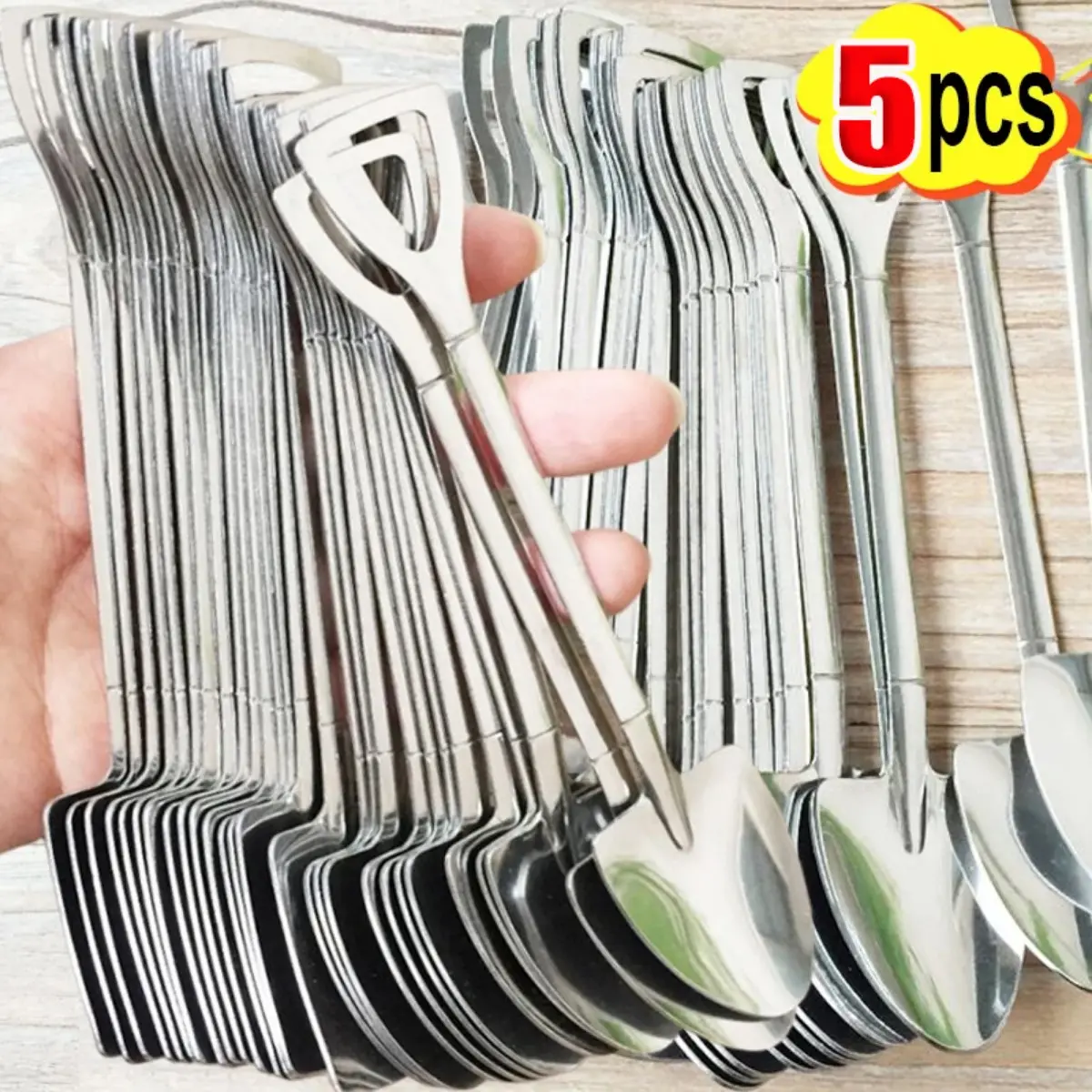 1/3/5Pcs Shovel Spoons Creative Coffee Stirring Spoon Stainless Steel Ice Cream Dessert Watermelon Scoops Kitchen Tableware