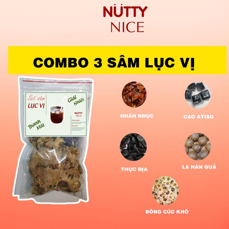 Combo 3 Set nguyên liệu nấu trà sâm lục vị Nutty Nice ( 1 gói nấu được 10L nước) có kèm hướng dẫn nấu tại nhà, hoặc nấu kinh doanh Nước Trà Tea