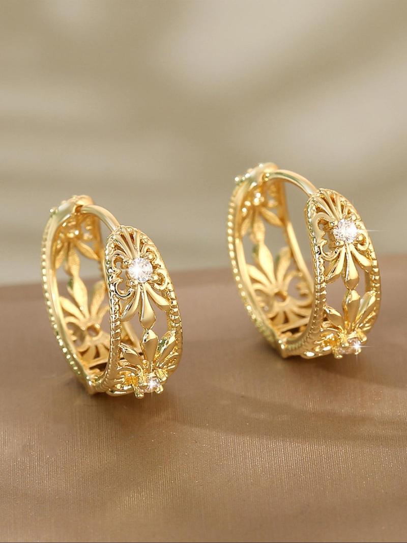 Product Introduction of Vintage Star & Moon Decor Hoop Earrings for Women, Funky Unique Accessories, Fashionable Rhinestone Decorated Earrings, Trendy All-match & Exquisite Jewelry for Birthday Gift 8