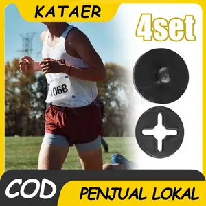 Bib Number Magnet 4Pcs Set Kancing Dada Running dengan Sistem Clip Holder yang Kokoh untuk Aktivasi Marathon