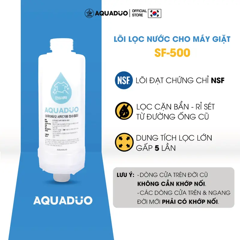AQUADUO SF-500 LÕI LỌC NƯỚC CHO MÁY GIẶT ĐỜI CỬA TRÊN & CỬA NGANG ĐỜI MỚI VÀ CŨ SOON100U 0