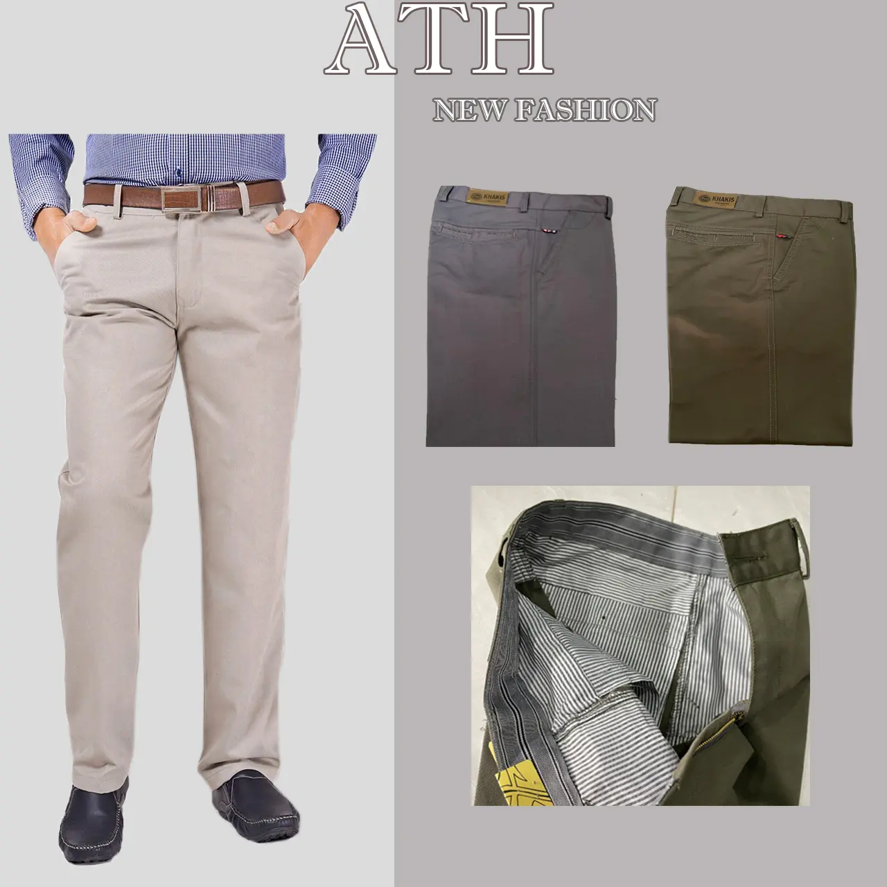 Quần dài kaki trung niên ATH thời trang nam form ống suôn chất liệu vãi thun cotton không co giản dày giấc có 8 màu Menswear Style Pants - Ống Suôn