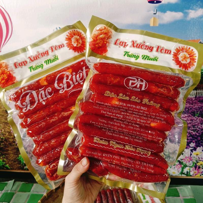  1kg LẠP XƯỞNG TÔM TRỨNG MUỐI: Lạp Khô  .. Nạc nhiều,giòn giòn+béo béo ...Đặc Sản Sóc Trăng  1kg=2túi . 