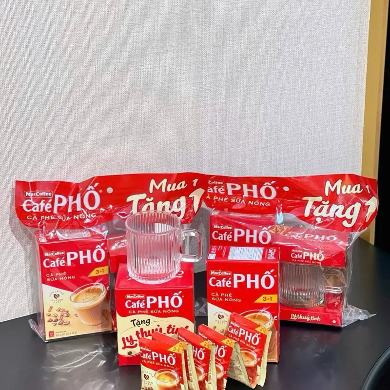 COMBO 3 HỘP CAFE PHỐ TẶNG 3 LY THUỶ TINH XỊN