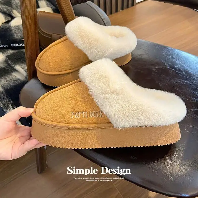 Sục Nữ Cổ Lông Dập Chữ PAT DUCK Đế Siêu Nhẹ Ấm Mùa Đông Cao Cấp SUKKEPO DéP Slipper Women Có Quai Dép Lê 4