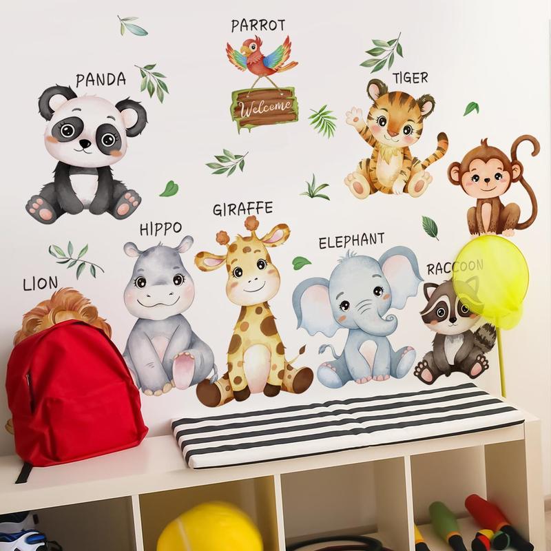 Product Introduction of 3 Sheets 9 Baby Animals Wall Decal, Cute Wall Sticker, Wall Decor for Kid Room Bedroom Living Room 5