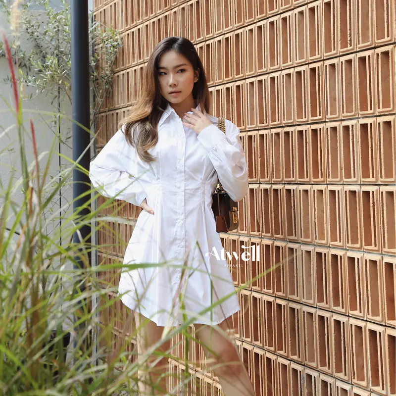 Atwell Apparel - Ava Shirt Dress - Dress Wanita Katun Midi Casual Simple 2