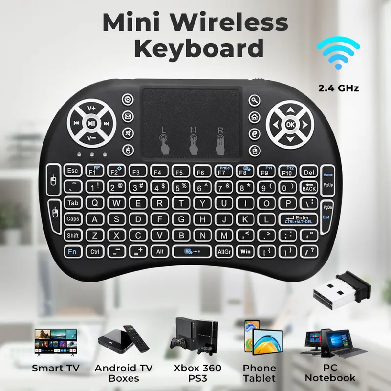 Keyboard Mini Wireless  2.4Ghz Dengan Touchpad Untuk Pc Android Smart TV 0