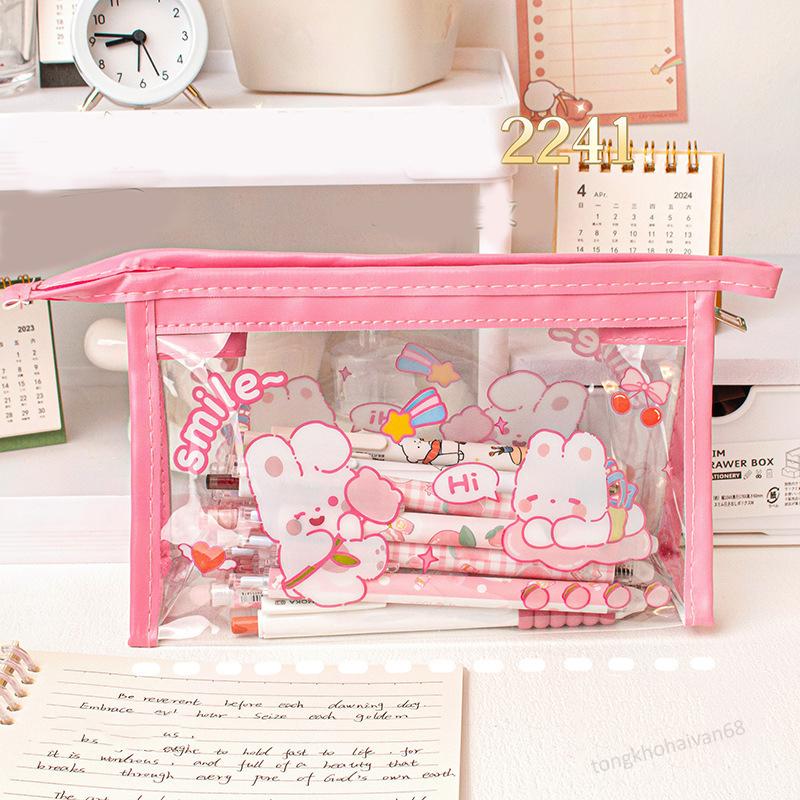 Túi đựng bút trong suốt capy và nhiều nhân vật hoạt hình, văn phòng phẩm ,túi đựng mỹ phẩm trong suốt thiết kế đẹp 8