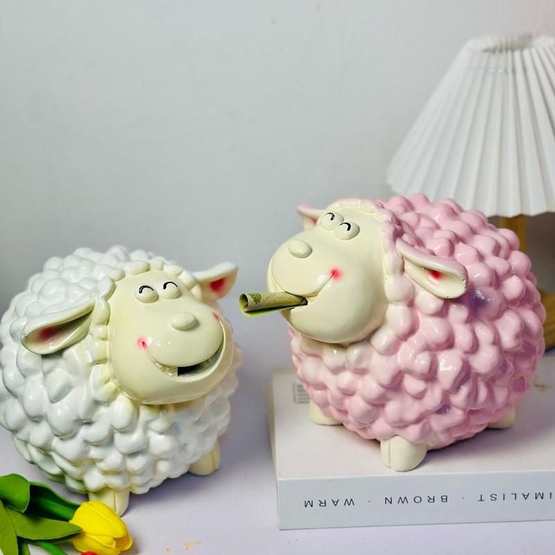  Ống tiết kiệm CỪU CƯỜI ngậm tiền | Heo đất Lợn đất Ống heo đựng tiền decor trang trí Đồng heo  mini đính đá hũ heo  đất nhét từ miệng 