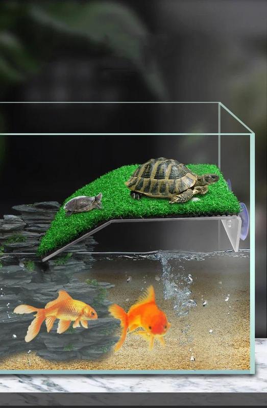 Product Introduction of Turtle Basking Platform Resting Terrace with Fake Turf Tortoise Ramp Fish Tank Aquarium Platform Ladder Lawn Home Decoration 7