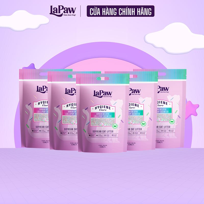 [Combo 5 túi] LaPaw cát vệ sinh đậu nành lollipop cao cấp 7L/ 2,5 KG