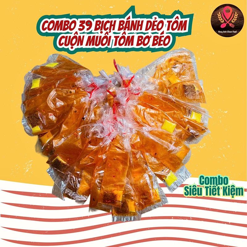 (Combo Siêu Hời) 39 Bịch Bánh Tráng Dẻo Tôm Cuộn Muối Chấm Bơ Béo Ăn Vặt Hong Anh Clean Food Snack
