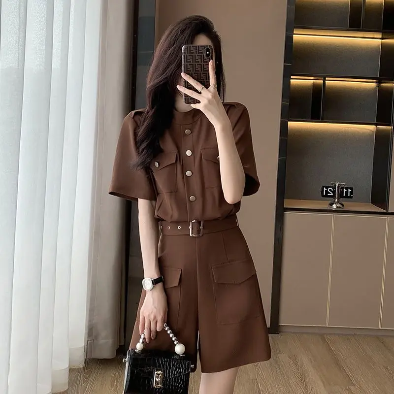Áo Jumpsuit Quần Một Mảnh Dọc, Thiết Kế Mới Mùa Hè 2024, Thời Trang, Thường Ngày, Hình Dạng Bề Mặt, Eo Rộng, Nữ Women