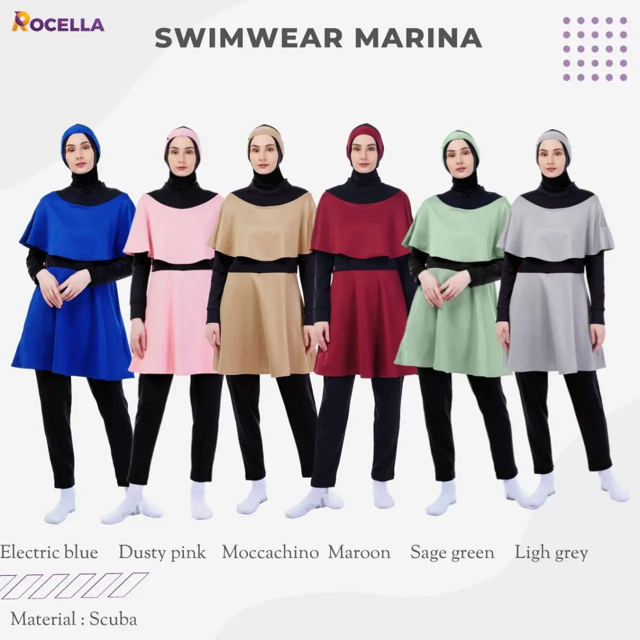 Rocella Swimwear Marina Baju Renang Muslimah Muslim Wanita Dewasa Panjang