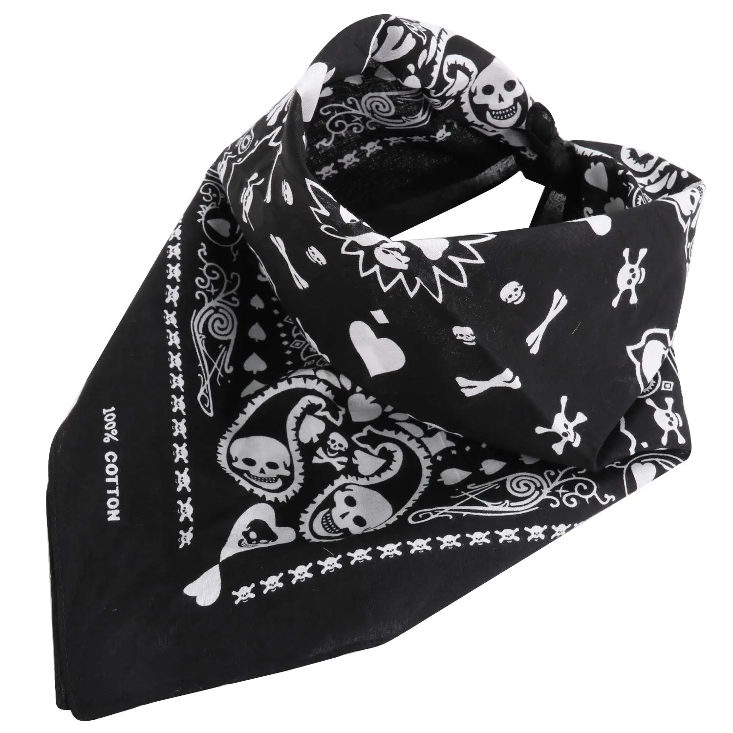 Syal Slayer Tengkorak / Skull Bandana bahan Katun Selendang segi empat kecil sorban