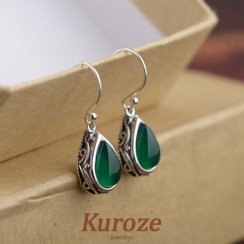 Product Introduction of Kuroze New Style Drop-Shaped Vintage Vintage Ethnic Style Ancient Silver Tibetan Earrings 21