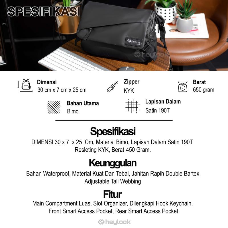 Product Introduction of HEYLOOK Official - Tas Selempang Pria VOLTA Sling Bag Cowok Waist Bag Water Resist Shoulder Bag Tas Slempang Laptop Anti Air Messenger Bag Terbaru Slingbag Waistbag 1
