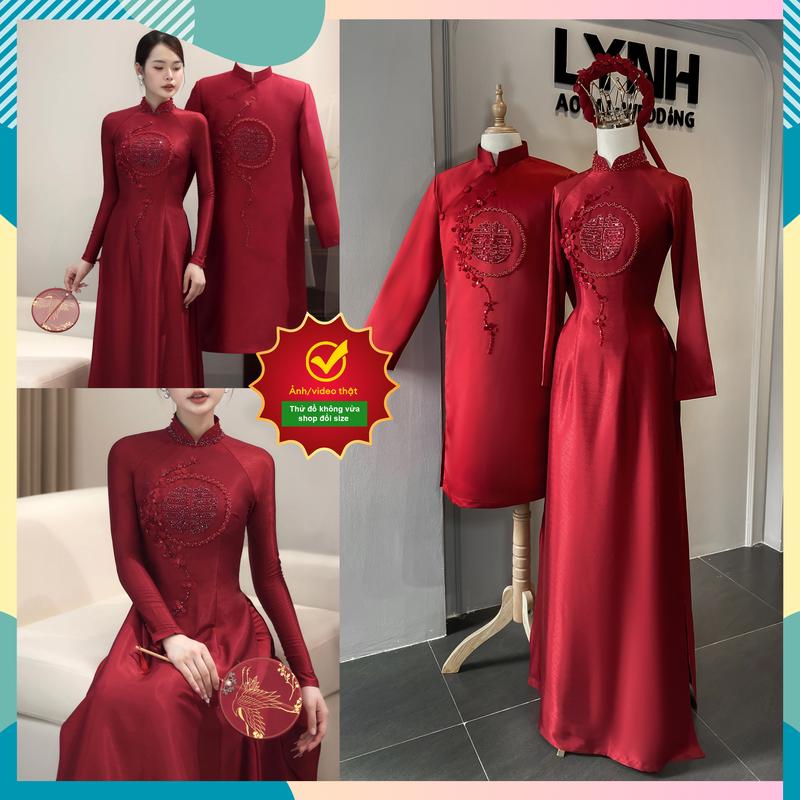 Áo dài cô dâu nổi bật trong ngày trọng Đại kết Ngọc TRÒN Hỉ - Áo Dài Lynh