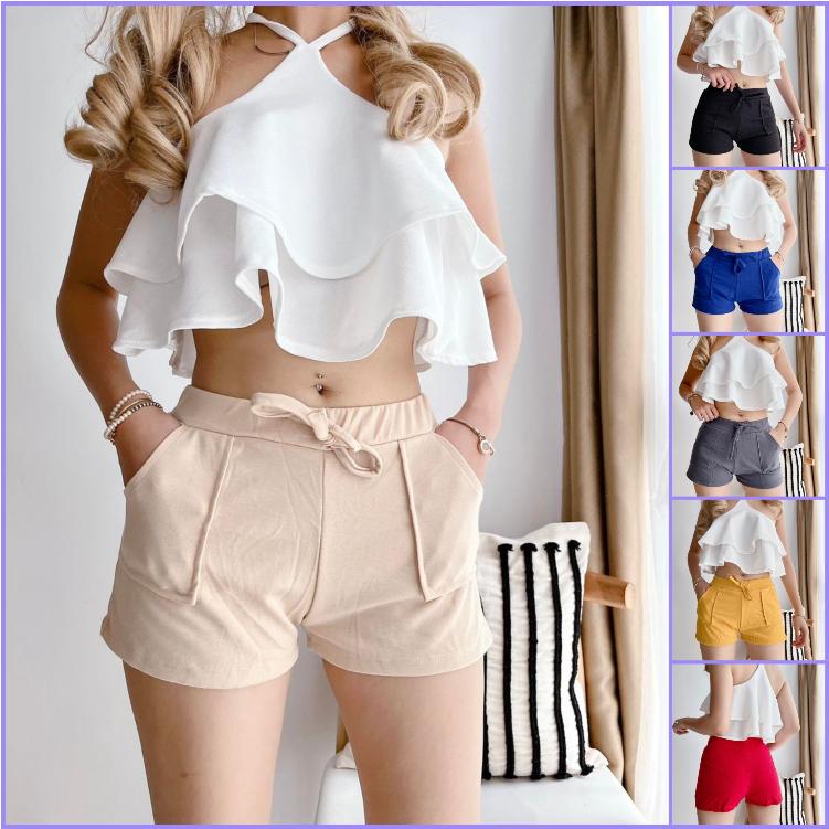 String Design Shorts New Fashionable Plain Draw String Short With Pockets Ribbon Design ...