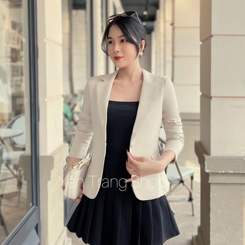 Yên Trang Shop Áo Vest Công Sở Co Lan Tông Tay Dài Cao Cấp Nữ Có 2 Tui Thật Women Voi Phom Eo Dang Vua Chất Liệu Vải 2 Biên Xuất Hàn Size S tới 3XL Top Nhung Jacket Tim