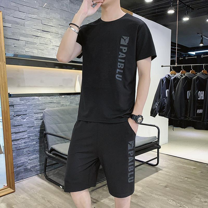 Bộ nam hè thun lạnh,thoáng khí,thoải mái.Bộ đồ thể thao nam mặc ở nhà in họa tiết paidu.Mã D4-12 Nhung Menswear