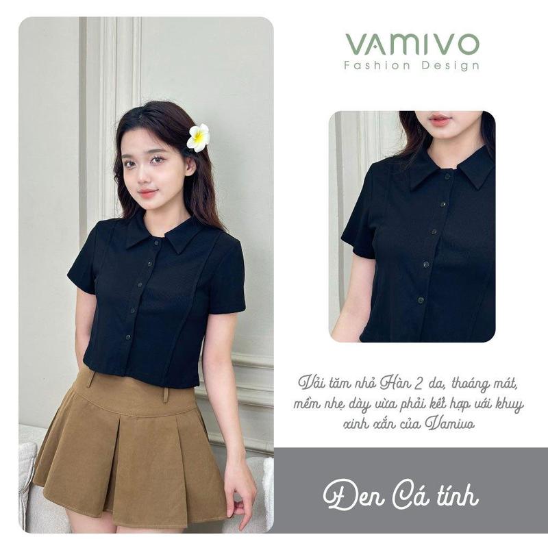 Áo thun có cổ nữ ATK17 Vamivo vải tăm Hàn, cổ đức siêu xinh 6
