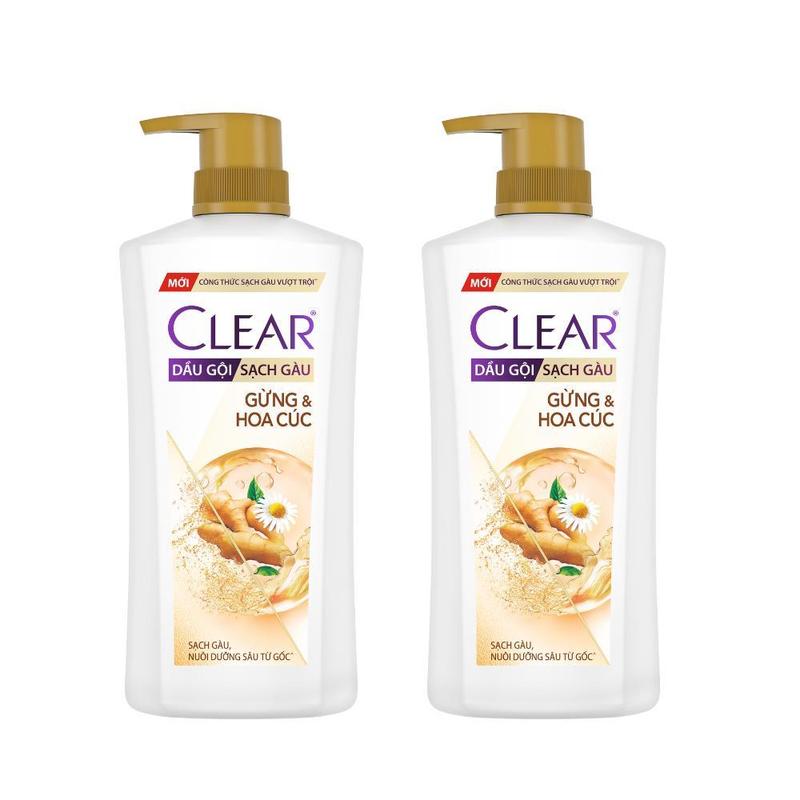   2  COMBO 2 DẦU GỘI CLEAR THẢO DƯỢC GỪNG & HOA CÚC 630G 