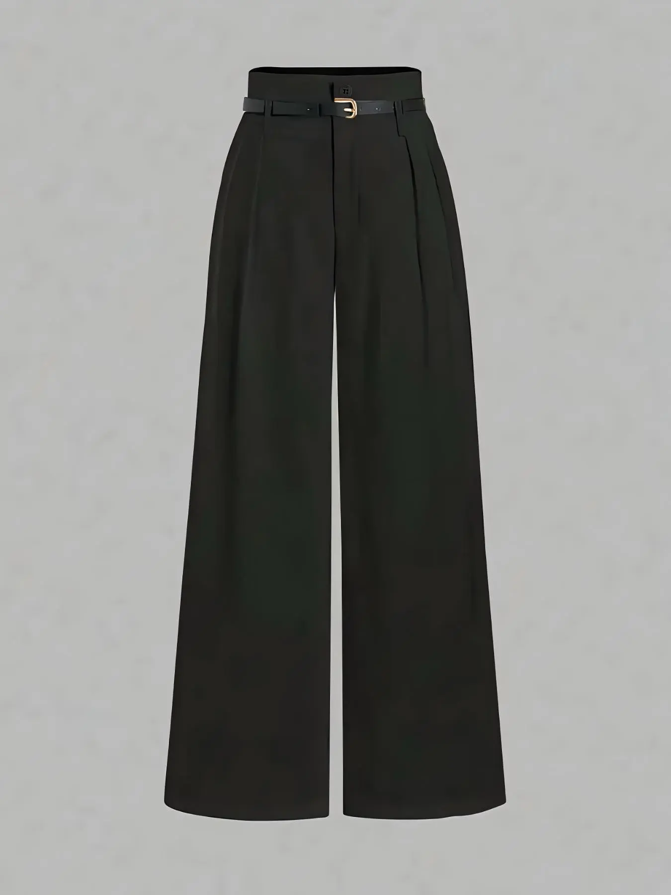 Women's Solid Color Wide Leg Pants with Belt, Casual Comfy Trousers for Daily Wear, Ladies Bottoms for All Seasons