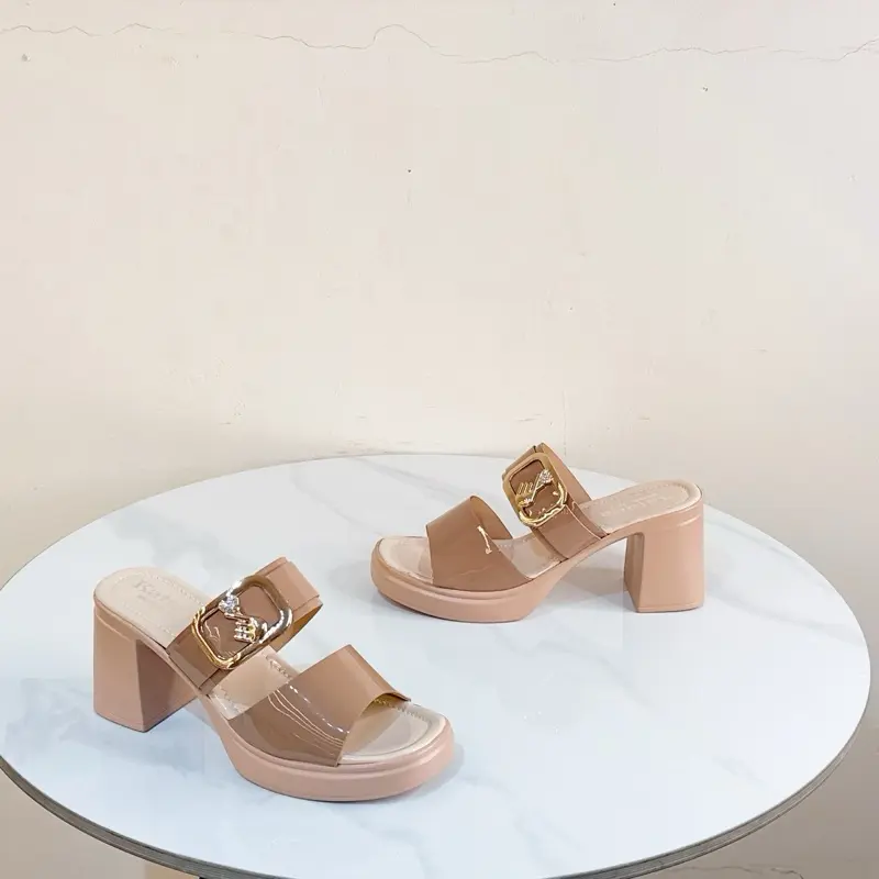 Giày dép trà my - Guốc đốc nhị 2 quai - cao 8cm -size 35-39- phong cách thanh lịch , đơn giản , đế PU nhẹ 1