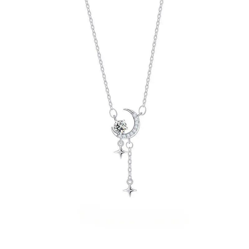 Titanium Steel Necklace Star Moon Necklace Female Light Luxury Minority Design Sense Star Moon Clavicle Chain