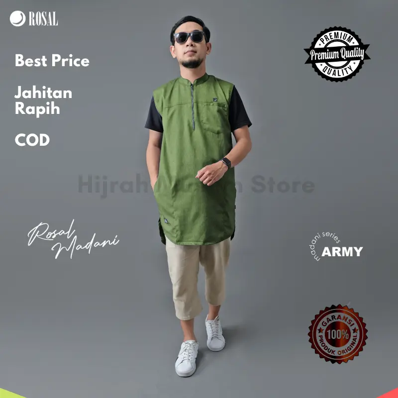 ROSAL MADANI Rompi sholat Bahan Premium Gamis Koko Kaos Kurta Pakistan Pria