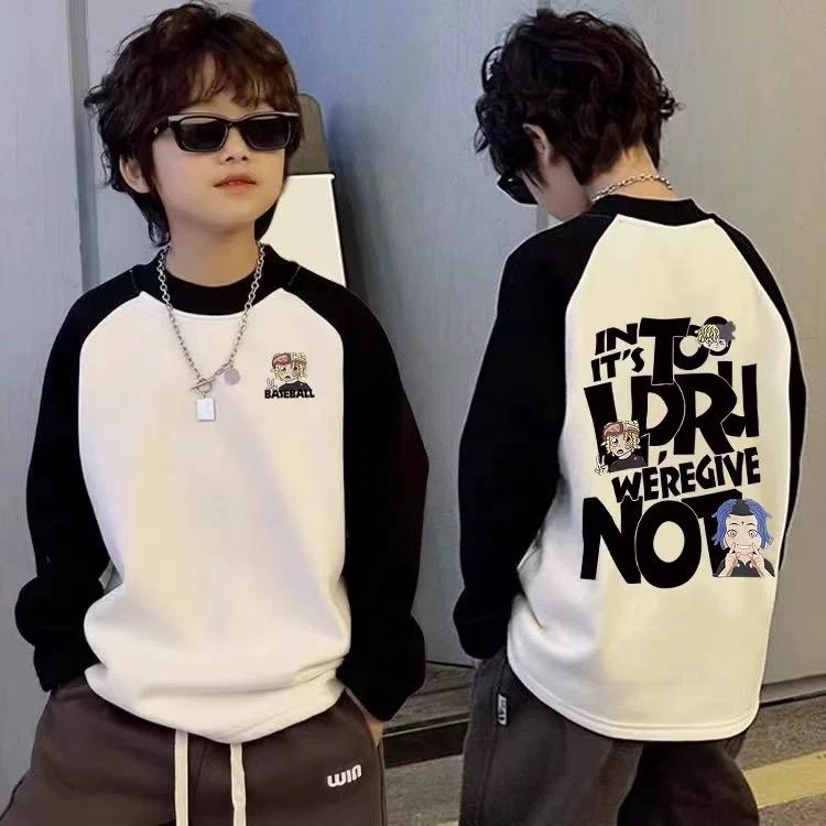 ÁO NỈ SWEATER BÉ TRAI DÀI TAY PHỐI MÀU ĐEN TRẮNG CHO BÉ TRAI IN HOẠ TIẾT PHONG CÁCH in hình cậu bé tóc xoăn