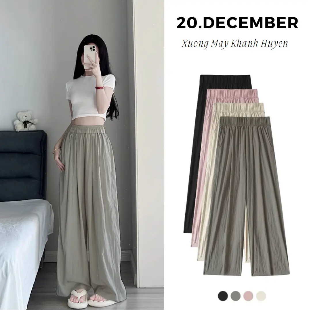 Quần Ống Rộng Cạp Chun Chất Đũi Gió M982