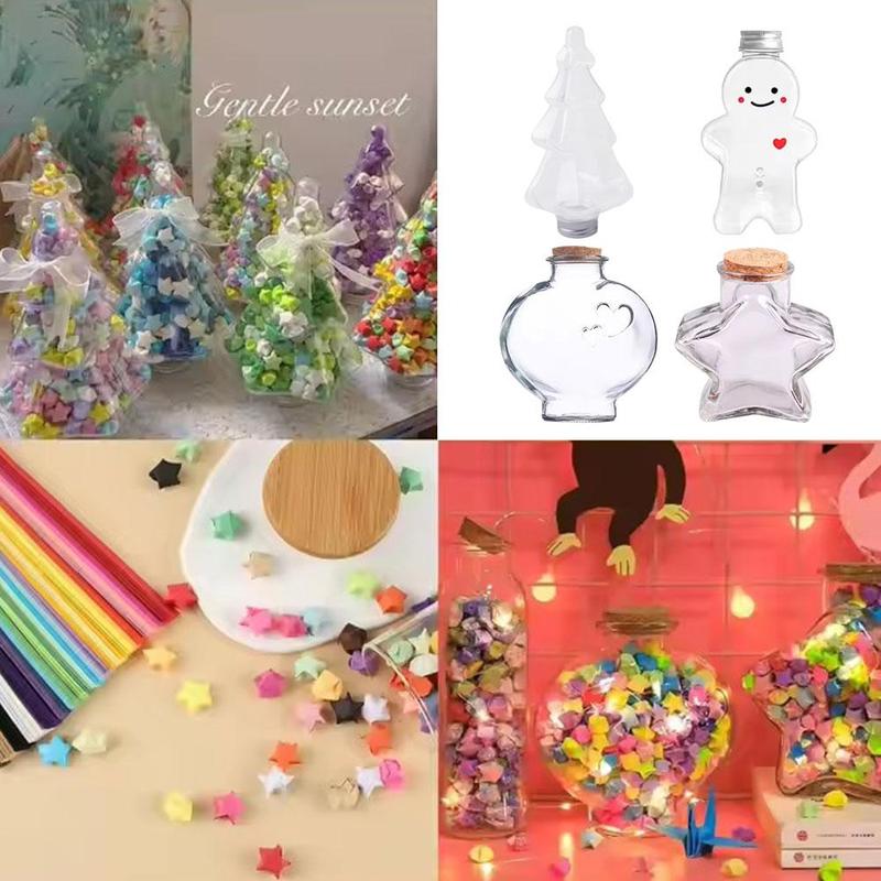 Product Introduction of Mini Star Wishing Bottle Creative Origami Star Plastic Bottle Transparent DIY Craft Plastic Jar Five-pointed Star Glass Storage Bottle 11
