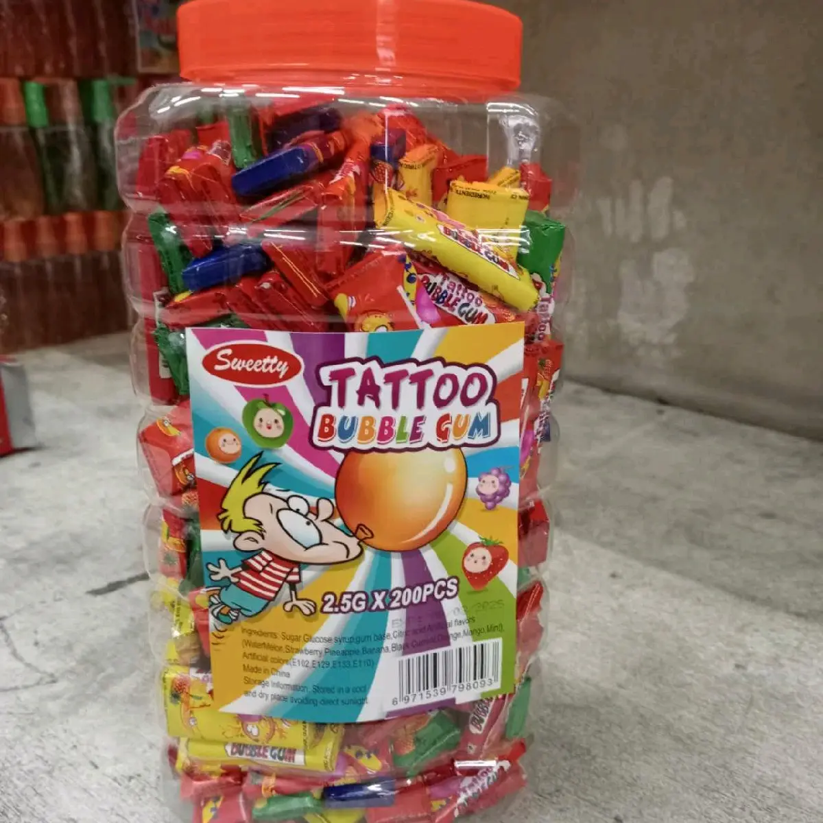 200pcs tattoo bubble gum candy