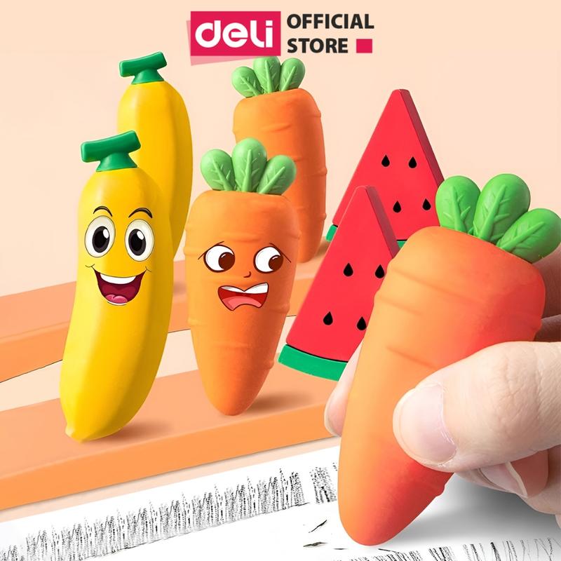 Gôm Tẩy Hoa Quả Khổng Lồ Dễ Thương Deli - Siêu To Tẩy Sạch Ít Vụn, Không Mòn Giấy An Toàn Cho Bé Học Sinh Trẻ Nhỏ Bút Chì 2B HB