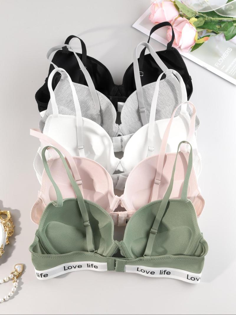 Product Introduction of Women's Letter Tape Push Up Bra, Casual Comfy Breathable Adjustable Strap Underwire Bra, Ladies Lingerie for All Seasons 2