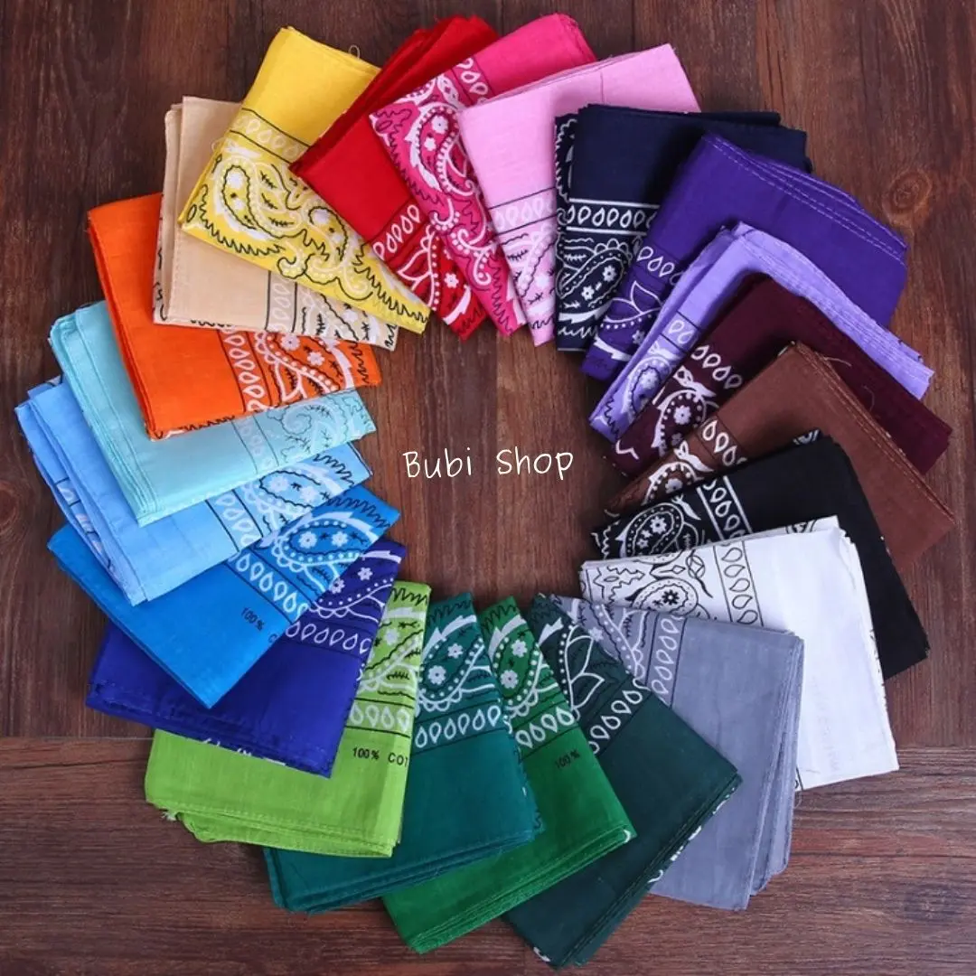 ผ้าโพกหัววินเทจ 54x54 cm มี 20 สีให้เลือก ผ้าเช็ดหน้า paisley ผ้าพันคอวินเทจ ผ้าคาดหัว