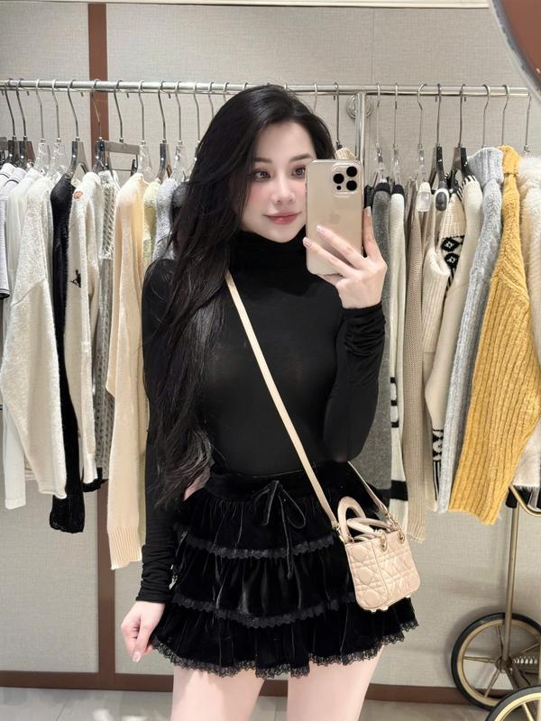 DBD640 - Áo thun giấy dài tay ( giữ nhiệt ), cổ lọ, mix nhiều thể loại phong cách, bốn màu Đen - Ghi - Nâu - Trắng Kem, chất liệu cao cấp, LINH HOANG Nữ Women Top