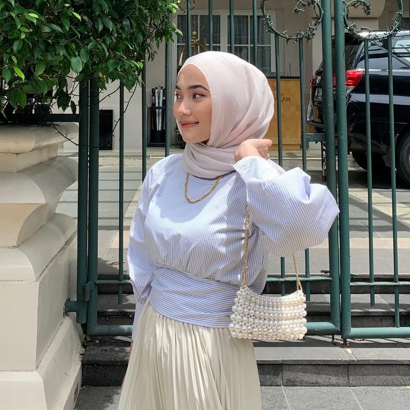 MODEVA - Paloma Stripe Wrap Top / Atasan Pita Salur Wanita 1