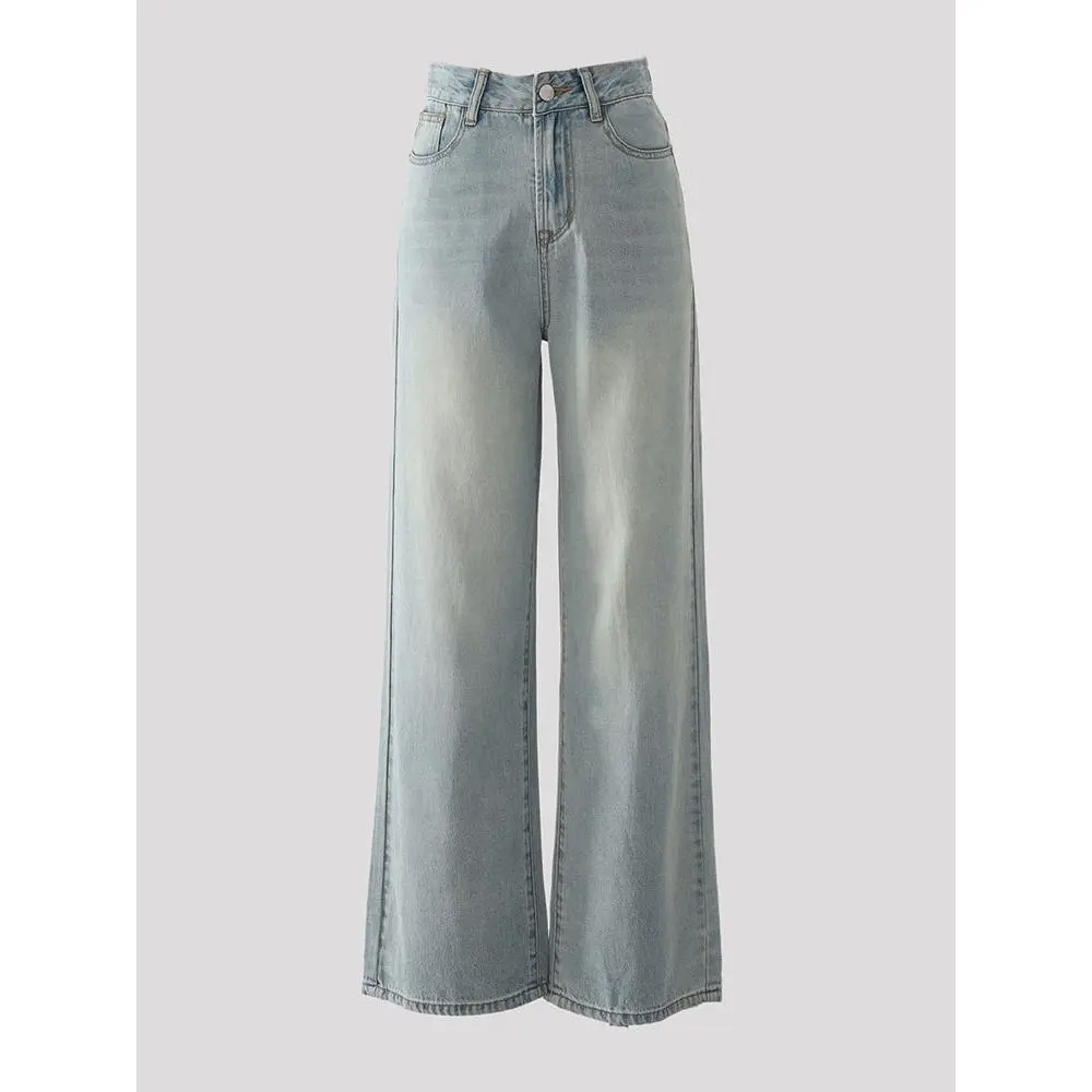 Quần Jean, Phong Cách Cổ Điển Mỹ Chất Liệu Tencel, Ống Rộng, Dành Cho Phụ Nữ, Mỏng Mùa Hè, Thẳng Và Rộng Rãi, Cạp Cao, thụng, Bó Sát, Chổi Lau Women Pants Denim