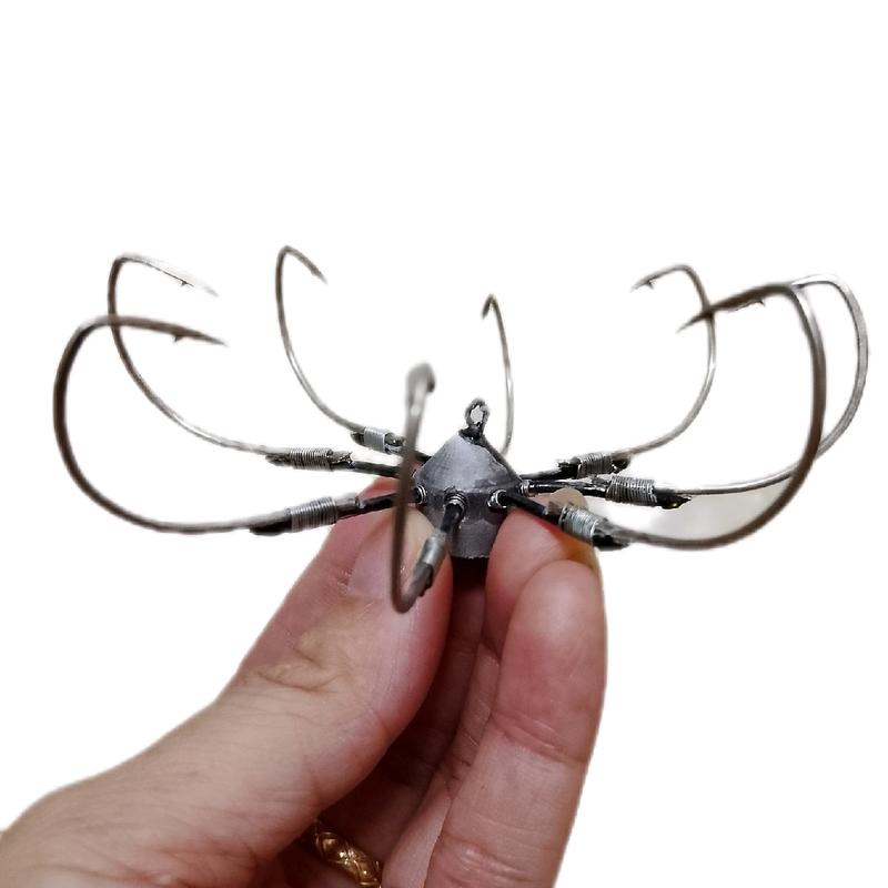 Lưỡi câu lục 8 lưỡi có ngạnh chì đúc thép trắng inox chống ghỉ Bắt Cá Fishing