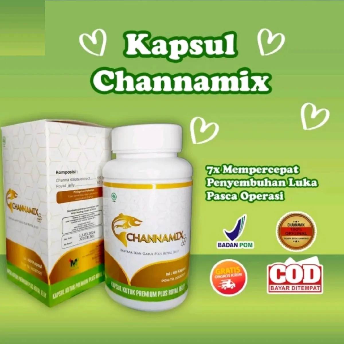 Grosir Chanamix Asli Original Kapsul Ikan Gabus kutuk - Obat Luka Paska Oprasi