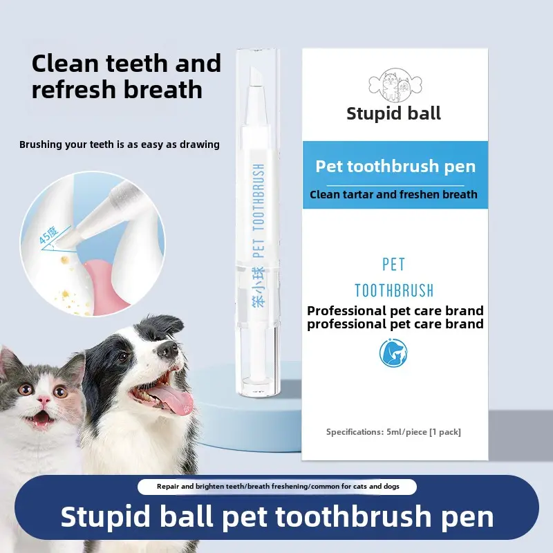 Pet Toothbrush Pen Teeth Cleaning Fresh Breath Pet Toothbrush Cream Brush Integrated Convenient and Useful Cat and Dog Toothbrush