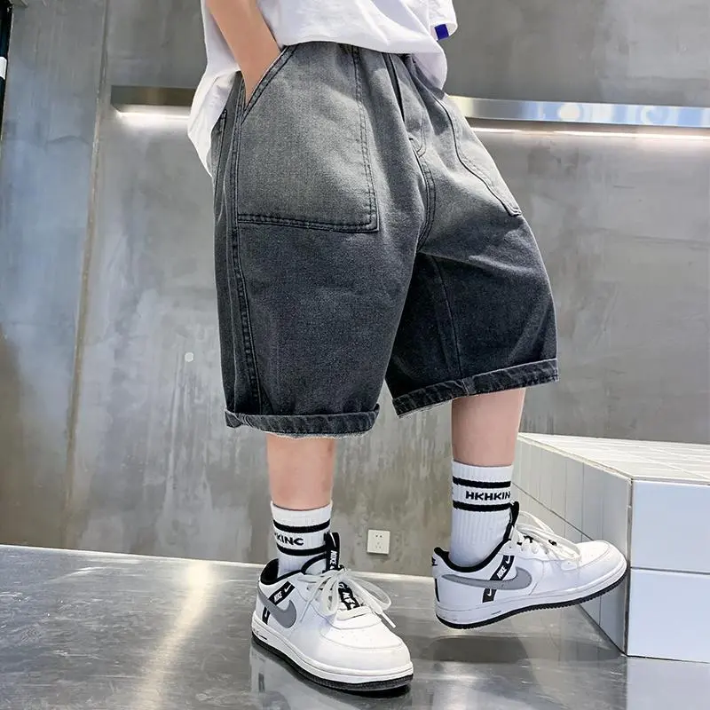 Quần Soóc Denim, Cho Bé Trai, Quần Soóc Cướp Biển Mùa Hè Mới, Thích Hợp Cho Trẻ Em Và Thanh Thiếu Niên, Quần, Phong Cách Đẹp Trai, Mỏng, Quần Giữa, Năm 2024