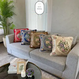 EvyThing Sarung Bantal Sofa Motif Bunga Eropa Mewah kualitas PREMIUM IMPOR 48x48