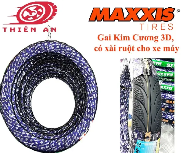 Vỏ MAXXIS 3D gai Kim Cương cho các dòng xe máy xài ruột. Dream, Wave RSX, Future, Sirius, Jupiter....