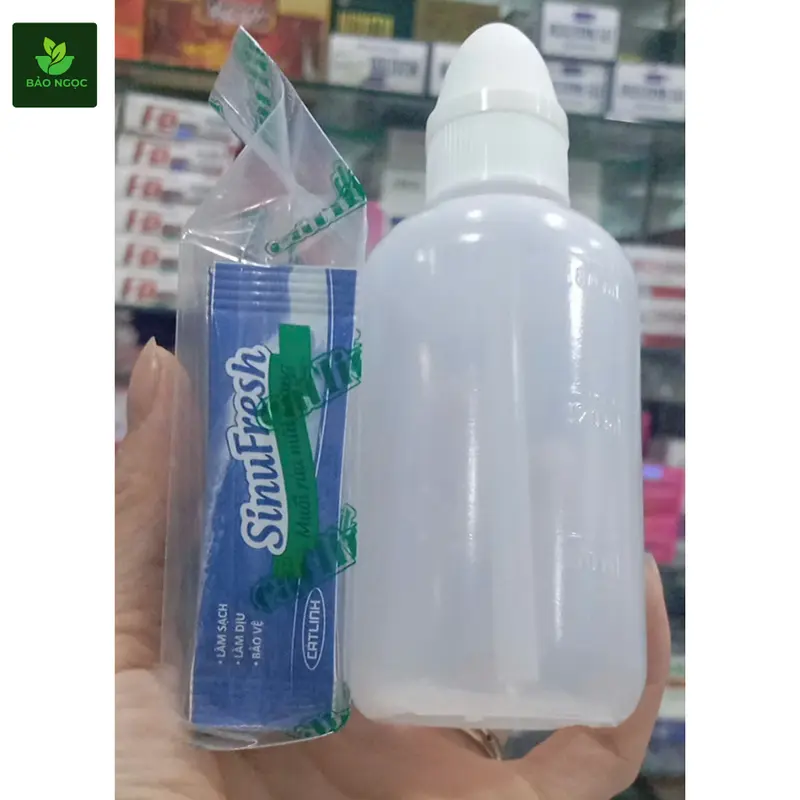 [Tặng 10 Gói Muối] Bình rửa mũi SinuFresh Cát Linh 180ml, bình vệ sinh mũi tặng kèm 10 gói muối sinh lý  - Dụng cụ rửa mũi giúp làm sạch khoang mũi, ngăn ngừa viêm xoang Tre 5